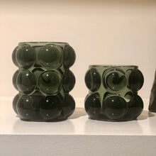 Charger l'image dans la galerie, 2 photophores bulles en verre de couleur noir fumé un petit et un grand modèle sur fond blanc