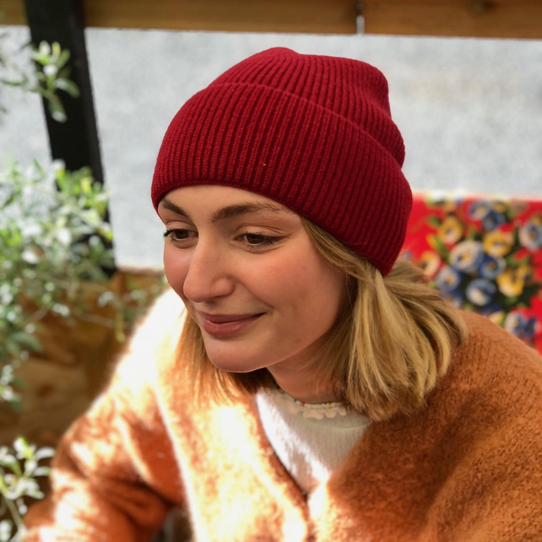 Bonnet En Laine Unisexe - Tricot Torsadé, Extensible, Couleur Unie - Chaud Pour L'hiver, Style Classique